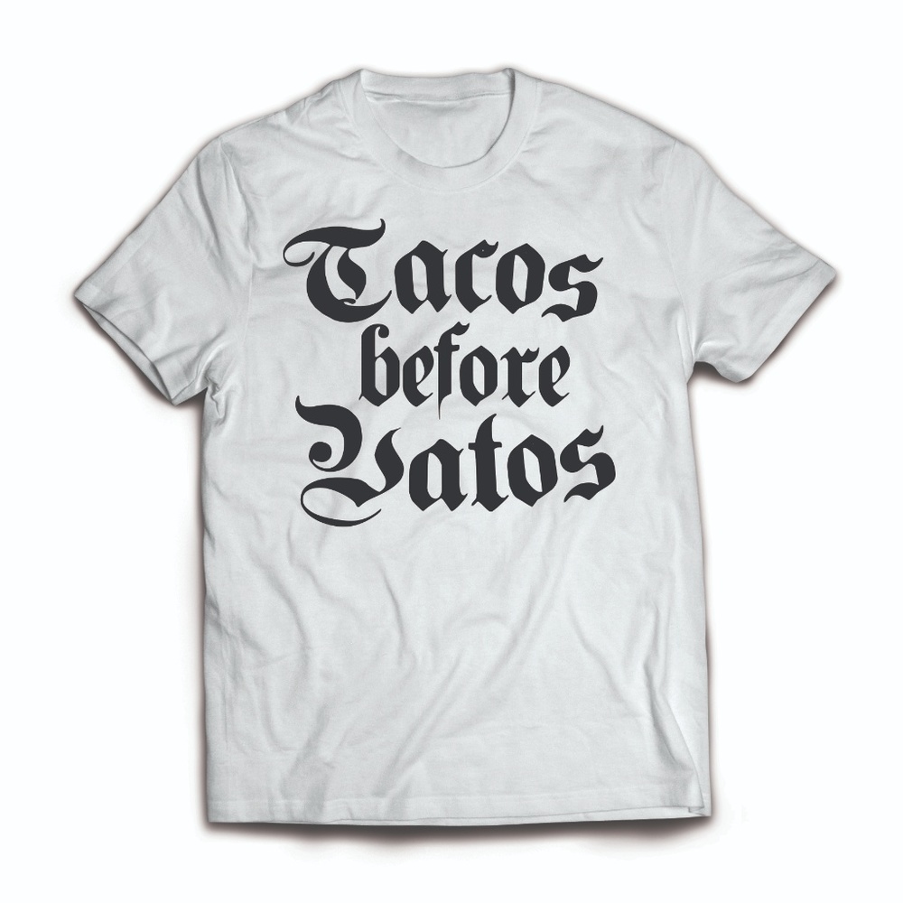 Tacos Before Vatos White Funny Tee